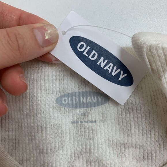 Old Navy Thermal Shirt Women XS Cream Leopard Print Waffle Knit Cuff Long Sleeve - Picture 9 of 15